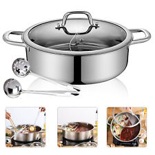 Stainless Steel Shabu Shabu Dual Sided Cooking Soup Hot Pot With Lid Stockpot US picture
