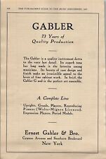 1927 ERNEST GABLER & BRO. PIANOS NEW YORK VINTAGE ADVERTISMENT 31-142 picture