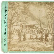 New Bedford Massachusetts Group Stereoview c1865 Civil War Era Barn Party A2583 picture