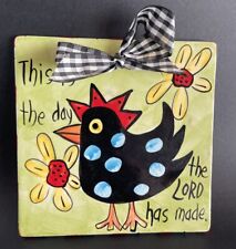 Wall Plaque Whimsical Grace Ceramic Tile Rooster This Is The Day The Lord Made picture
