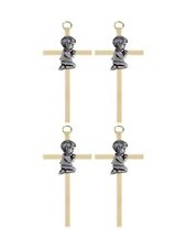 Gold Tone Praying Boy Cross with Pewter Accent, Catholic Keepsake,4 Pack, 4.5 In picture