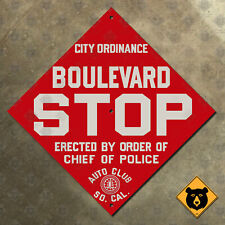 California ACSC boulevard stop highway road sign auto club AAA diamond police picture