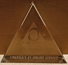 America Online Collectors Glass Paperweight Laser Etched Triangle Very Rare picture