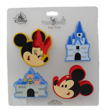 Disney Parks Bag Chip Clip Large Mickey Minnie Castle 4 Pc Set Mousewares picture