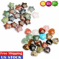 10/30PCS Natural Crystal Quartz Carved Heart Stars Shaped Healing Love Gemstone picture