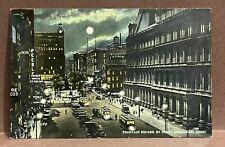 Postcard ~ CINCINNATI OHIO ~ FOUNTAIN SQUARE by Night ~ Full Moon ~ 1910's ~b picture