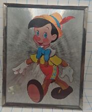 VTG Print Disney Foil Pinocchio Metal Frame 1970's-1980's B3710 Print  picture