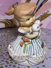 Wales vintage japan Girl Easter April figurine holds bunny rabbit~ Flaw picture