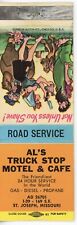 AL's Truck Stop Motel Cafe St. Joseph, MO Cartoon Antique Matchbook Cover D-6 picture