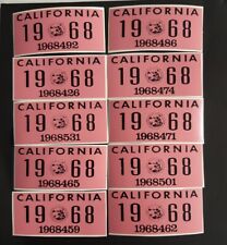 1968 California License Plate Registration Sticker, YOM, CA DMV picture