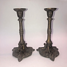 Antique/ Vintage Pair Of Bronze Patina Candle Sticks, Holder picture