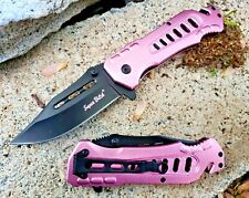 Ladies Pink Black Super Bitch Spring Assisted Tactical Pocket Knife All Metal 😍 picture