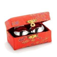 2x Baoding Balls Chinese Health Exercise Stress Relief Relax Therapy Chrome picture