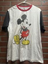 Disney Mickey Mouse White Black Short Sleeve T Shirt Adult Large Long Shirt picture