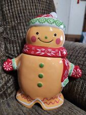 Temptations By Tara Gingerbread Man Cookie Jar Seasonal Christmas 12in Figural picture