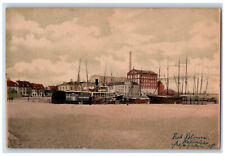 Sweden Postcard Scene of Boat Landing Steamboat Schooner Boat c1910 Posted picture