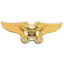 BL4-005 Gold Full size UAS FAA Commercial Drone Pilot Wings pin with spinning pr picture
