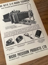 1961 Advert for  Micro Precision Products, M.P.P. Micro Camera,  Vintage picture