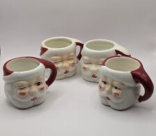 Pottery Barn Santa Head Ceramic Mugs 2012 Lot Of 4 Crazing READ picture