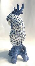 Vintage Designer Cockatoo Parrot Porcelain Blue White Fishnet Andrea by Sadek #2 picture