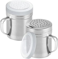 2Pcs Metal Salt Pepper Dredge Shakers, Stainless Steel Pepper Shaker Seasoning picture