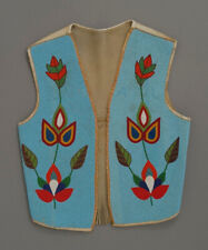 Old American Style Handmade Beaded Front Powwow Regalia Vest BV934 Floral Beads picture