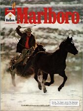 1977 MARLBORO Cigarettes Man horse roundup in snow Vintage Print Ad picture