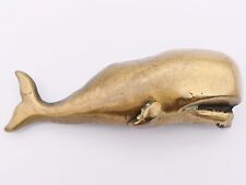 Nelles Sperm Whale Handmade Solid Brass Artist Signed 1970sVintage Belt Buckle picture