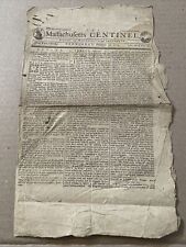Antique 1784 Massachusetts Centinel Newspaper Revolutionary War Era  picture