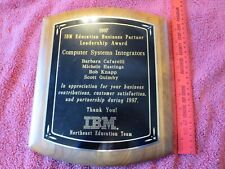 IBM Wooden & Brass Wall Plaque 1997 Education Business Partner leadership Award picture