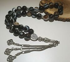 Big Size AGATE Stone Islamic Prayer 33 beads Tasbih Misbaha Rosary Tasbeeh 10mm picture