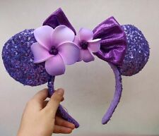 2020Minnie Ears Disney Parks Mickey Mouse Purple Plumeria Aulani Hawaii Headband picture