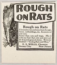 1920 Magazine Advertisement Rough on Rats Eliminates Mice & Rats Jersey City,NJ picture