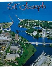 Vintage Postcard RPPC Aerial View St Joseph Michigan. Lake Michigan Coast Line picture