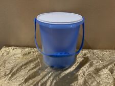 New UNIQUE Beautiful Tall Round Tupperware Bucket/Container 8.5L Blue/White picture