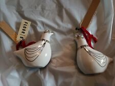 Set of 2 Floor 9 Christmas Tree Ornament Dove Great Gift Beautiful white & gold picture