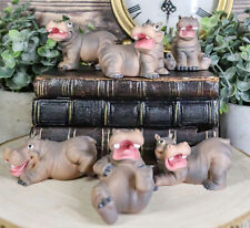 Ebros Whimsical Baby Hippo Set of 6 River Hippopotamus Small Figurines 3