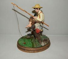 VTG Norman Rockwell Gallery Bark If They Bite 1991 Sculpture Figurine Fishing picture