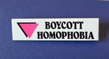 Vintage 1993 LGBTQ Boycott Homophobia Gay Rights Cause 2.5” cello Pinback Button picture