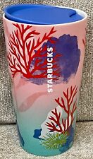 Starbucks Coral Reef Ceramic Tumbler Double Wall Traveler 12 Oz Cup LE New picture