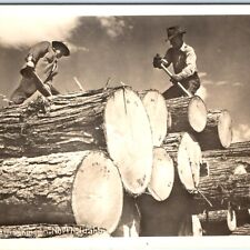c1940s North Idaho Lumber is King RPPC Timber Logs Occupational Real Photo A132 picture