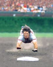 PETE ROSE MAKES A HEAD FIRST SLIDE 
