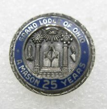 Vintage Grand Lodge of Ohio A Manson 25 Years Sterling Silver Lapel Pin (A827) picture