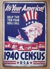 1940 Census - USA - metal hanging wall sign picture