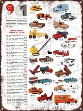 1961 Tonka Toys Steel Truck Bulldozer Shovel Crane Allied Metal Sign 9x12