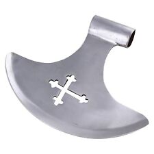 Medieval Inspired High Carbon Steel Polearm Attachment Broad Axe w/ Cross Cutout picture