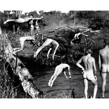 Naked Soldiers Skinny Dipping Gay Men Homosexual Butt Vintage 8x10 Photo 9755 picture