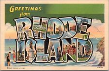 Vintage 1939 RHODE ISLAND Large Letter Postcard Multi-View Curteich Linen UNUSED picture