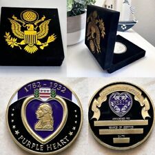 Custom Engraved - 1782-1932 Purple Heart Challenge Coin With Special Velvet Case picture