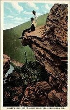 Postcard Lover's Leap 1652 FT Above Sea Level, Cumberland, MD Man On Ledge  picture